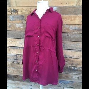 Burgundy Button Up Blouse